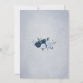 Rustikales Dusty Blue Watercolor Floral Wood Einladung (Rückseite)