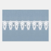 Rustikales Dusty Blue White Western Bull Skull Pat Geschenkpapier Set (Vorderseite 2)