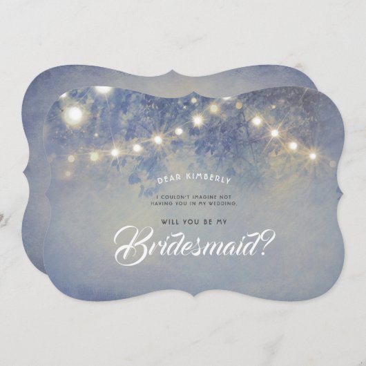 Rustikales Dusty Blue wird meine Bridesmaid sein Einladung (Vorne/Hinten)