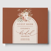 Rustikales Dusty Orange Pampas Grass Floral Guest  Gästebuch (Vorderseite)