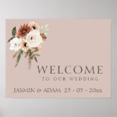 Rustikales Dusty Pink und Grünes Blumenzeichen Poster (Vorne)