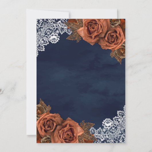 Rustikales Dusty Terracotta Rose Navy Brautparty Einladung (Rückseite)