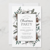 Rustikales Dusty Winter Watercolor Weihnachts-Part Einladung (Vorderseite)