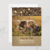 Rustikales Eichenbaum-Foto Save the Date Ankündigungspostkarte (Vorne/Hinten)