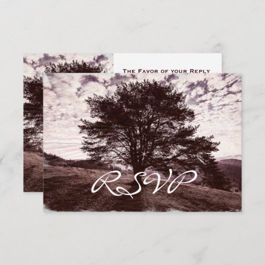 Rustikales Eichenbaum-Hochzeitskarte RSVP Karte (Vorne/Hinten)