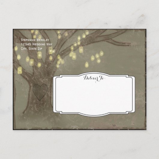 Rustikales Eichenbaum Mason Jars Save the Date Pos Ankündigungspostkarte (Rückseite)