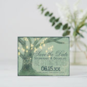 Rustikales Eichenbaum Mason Jars Save the Date Pos Ankündigungspostkarte (Stehend Vorderseite)