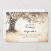 Rustikales Eichenbaum- und Strandlicht-Brautparty Einladung (Vorderseite)