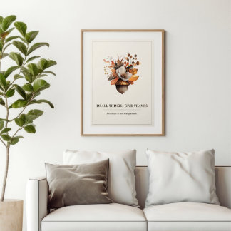 Rustikales Eichenblüten-Poster in Elfenbein für de Poster