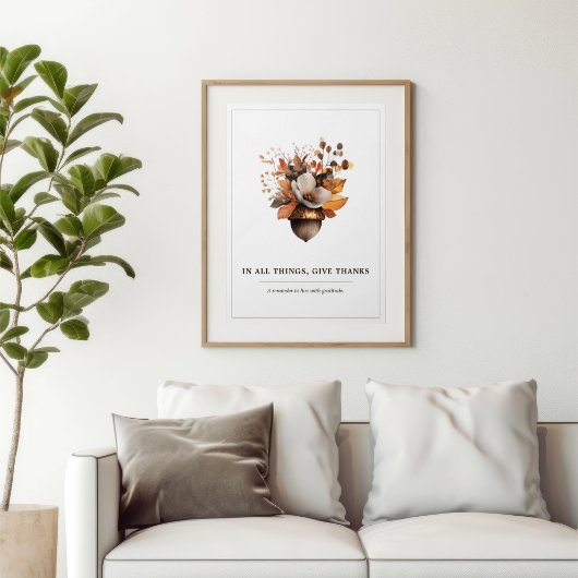 Rustikales Eichenblüten-Weißer Herbstposter Poster