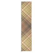 Rustikales Eichenbraun und Kariertes Olivenöl Kurzer Tischläufer (Vorderseite)