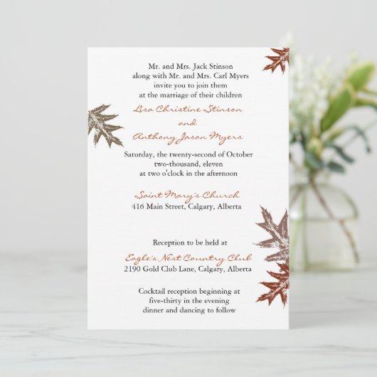 Rustikales Eichenholz Einladung (Stehend Vorderseite)