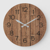 Rustikales Eichenholz Große Wanduhr (Vorderseite)