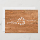 Rustikales Eichenholz & Herz Einladung zur Hochzei (Rückseite)