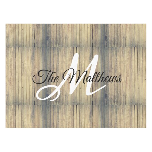 Rustikales Eichenholz kreiert Ihren eigenen Monogr Tischdecke (Vorderseite (Horizontal))