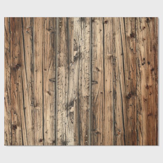 Rustikales Eichenholz-Packpapier Geschenkpapier (Flach)