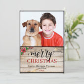 Rustikales Ein Foto Frohe Weihnachtskalligraphie-K Feiertagskarte (Stehend Vorderseite)
