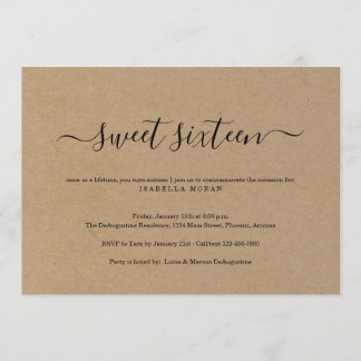 Rustikales einfaches 16. einladung