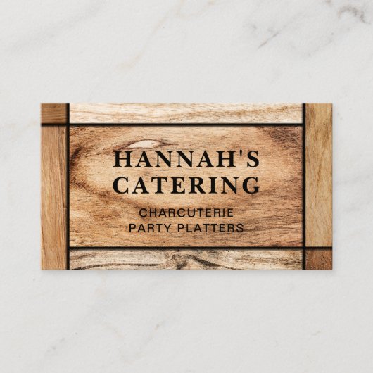 Rustikales, einfaches Holzbrett, Charcuterie Scrip Visitenkarte (Vorderseite)