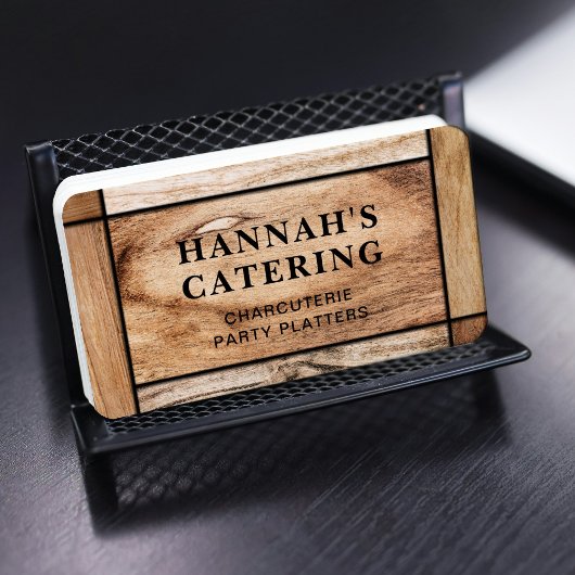 Rustikales, einfaches Holzbrett, Charcuterie Scrip Visitenkarte