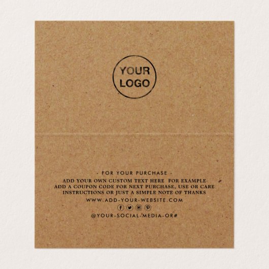 Rustikales einfaches Skript, Logo/Bild Dankeschön Visitenkarten (Innenseite Aufgefaltet)