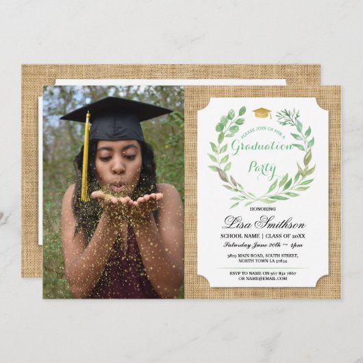 Rustikales Einladung (Vorne/Hinten)