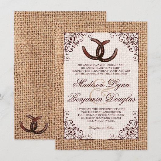 Rustikales Einladung (Vorne/Hinten)