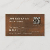 Rustikales Eisen mit feinem Stencil Masculine Meta Visitenkarte (Rückseite)