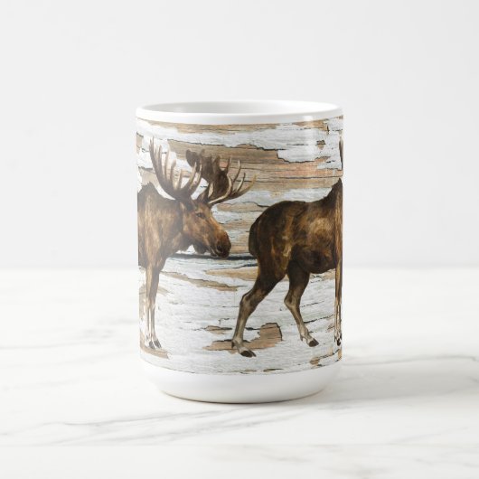 Rustikales Elch-Weathered Wood Kaffeetasse (Mittel)