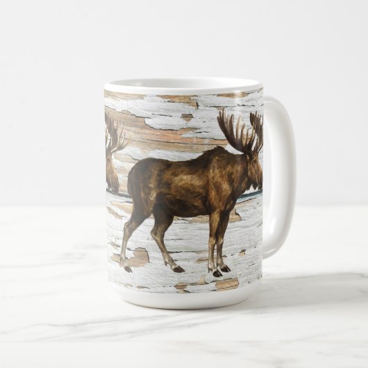 Rustikales Elch-Weathered Wood Kaffeetasse (VorderseiteRechts)