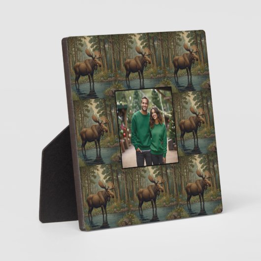 Rustikales Elchhirsch Foto Fotoplatte (Vorderseite)