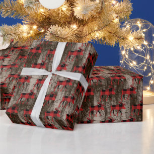 rustikales Elchkachelmuster Weihnachten Geschenkpapier