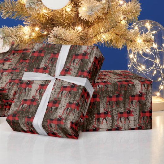 rustikales Elchkachelmuster Weihnachten Geschenkpapier (Feiertage)