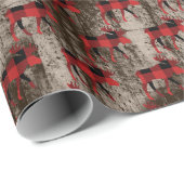 rustikales Elchkachelmuster Weihnachten Geschenkpapier (Rolleneckpunkt)