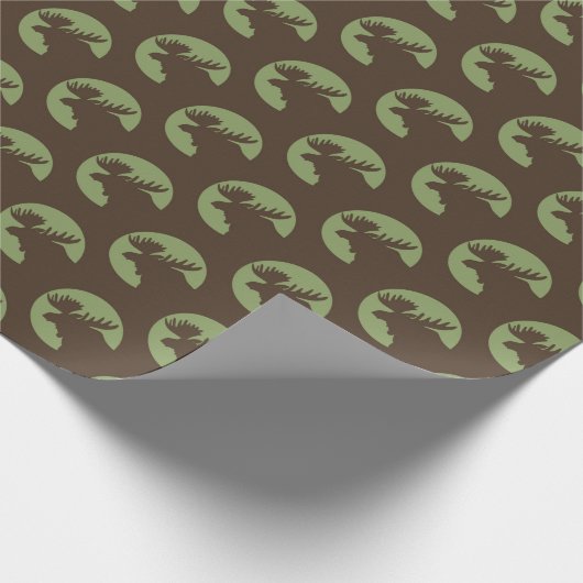Rustikales Elchmuster Geschenkpapier (Ecke)