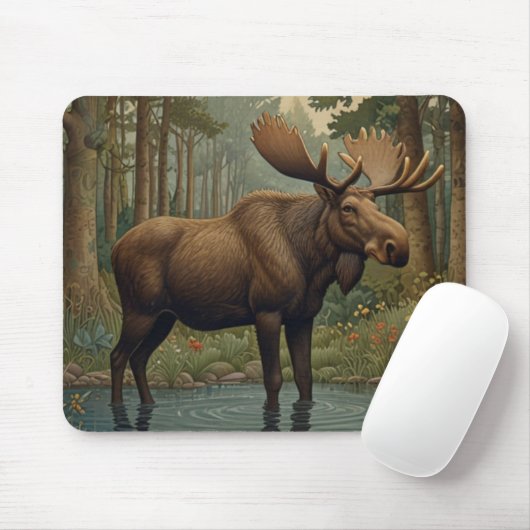 Rustikales Elchwald verzauberter Wald Mousepad (Mit Mouse)