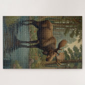 Rustikales Elchwald verzauberter Wald Puzzle (Horizontal)