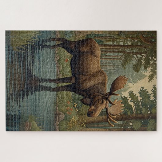 Rustikales Elchwald verzauberter Wald Puzzle (Horizontal)