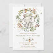 Rustikales Elefant Fall Leafy Geschlecht Neutrale Einladung (Vorderseite)
