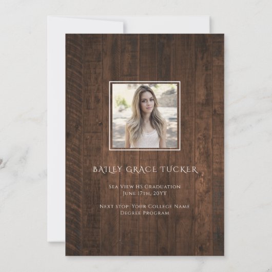 Rustikales Elegance 4-Foto Collage Abschluss Annou Ankündigung (Rückseite)