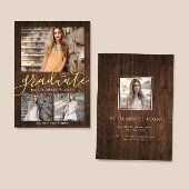 Rustikales Elegance 4-Foto Collage Abschluss Annou Ankündigung