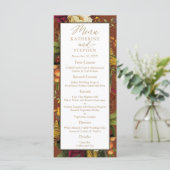 Rustikales Elegance Blumenstrauß Hochzeitsempfang Menükarte (Stehend Vorderseite)