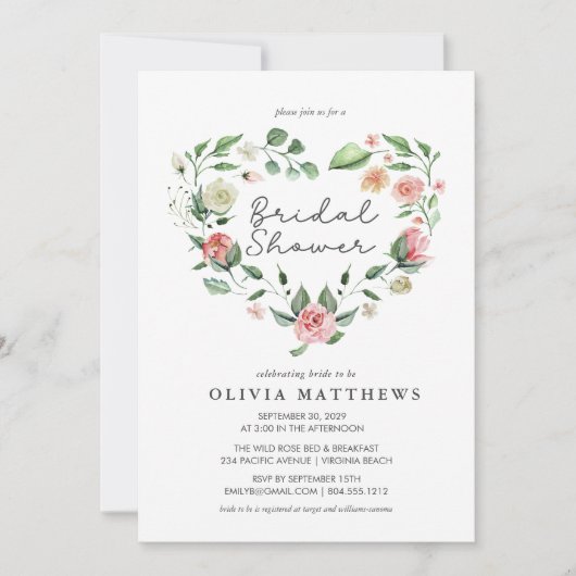 Rustikales Elegance Blush Brautparty Einladung (Vorderseite)