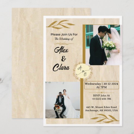 Rustikales Elegance Custom Foto Einladung (Vorne/Hinten)