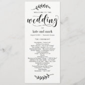 Rustikales Elegance EDITABLE COLOR Hochzeitsprogra Programm (Vorderseite)