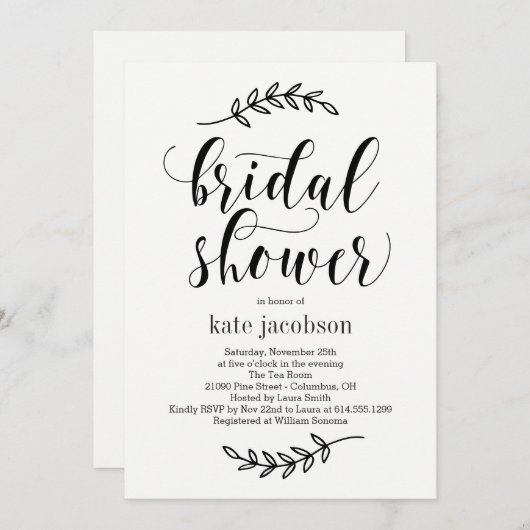 Rustikales Elegance EDITABLE FARBEN Brautparty Einladung (Vorne/Hinten)