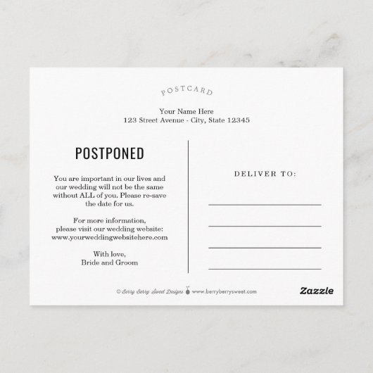 Rustikales Elegance EDITABLE FARBEN Hochzeitsupdat Postkarte (Rückseite)