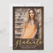 Rustikales Elegance Modernes Skript 2-Foto Abschlu Ankündigung (Vorderseite)