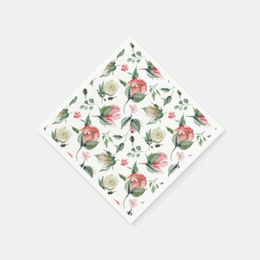 Rustikales Elegance Rosa Brautparty Serviette (Ecke)