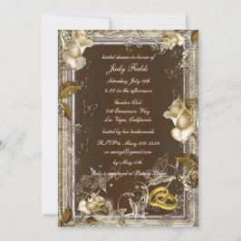 Rustikales Elegance Weißes Rose Brautparty Einladu Einladung